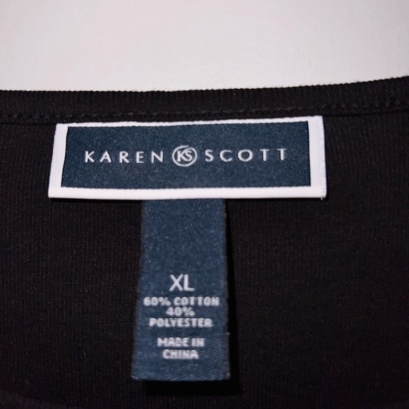 Karen Scott Black Snowflake Long Sleeve Shirt XL - Picture 2 of 3